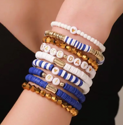 Stackable Gameday Bracelets! Blue & White