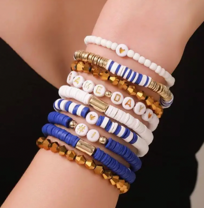 Stackable Gameday Bracelets! Blue & White