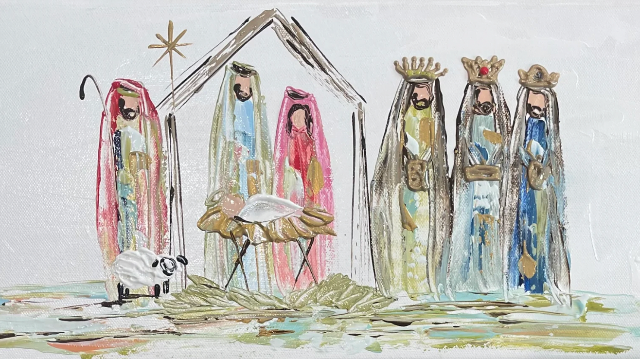 Colorful Nativity Lumbar Pillow