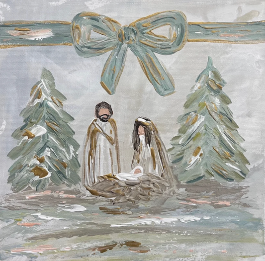 Bow Nativity Square Pillow