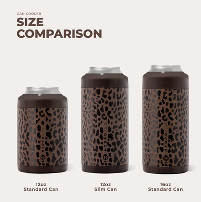 Brown Leopard HydroJug 12 oz Slim Can Cooler
