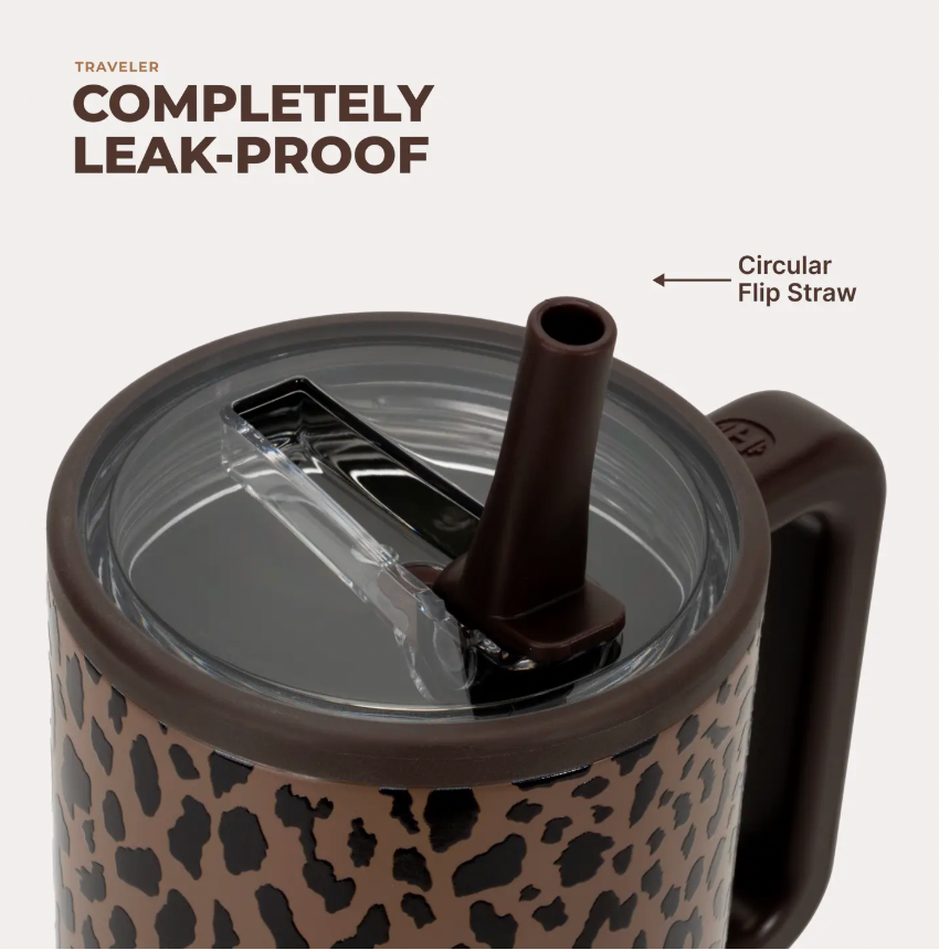 Brown Leopard HydroJug 40 oz Traveler Tumbler