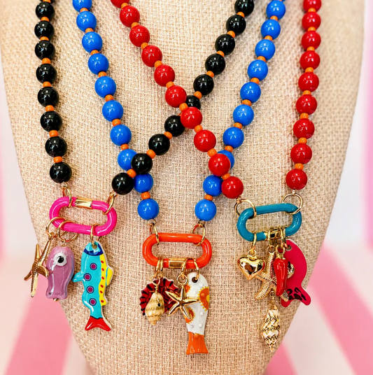 Fish Charm and Beaded Necklace