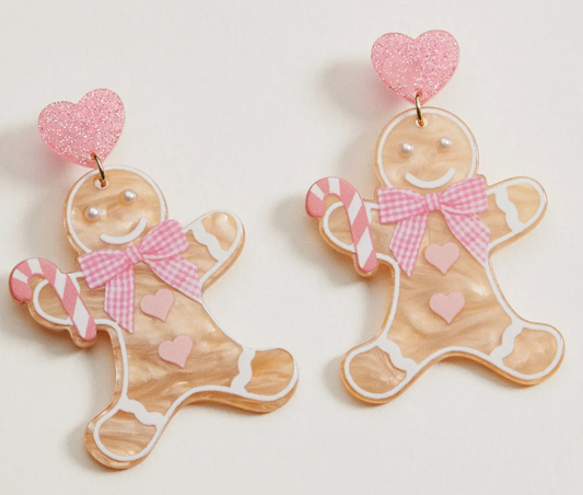 Pink Gingerbread Cookie Earrings