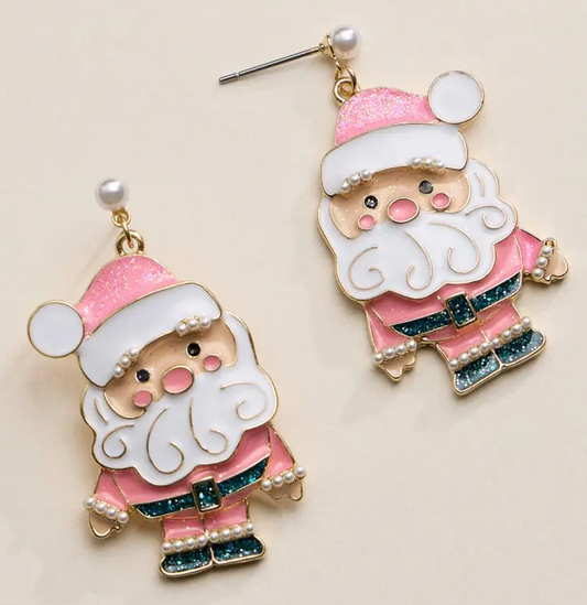 Enamel Pink Santa Claus