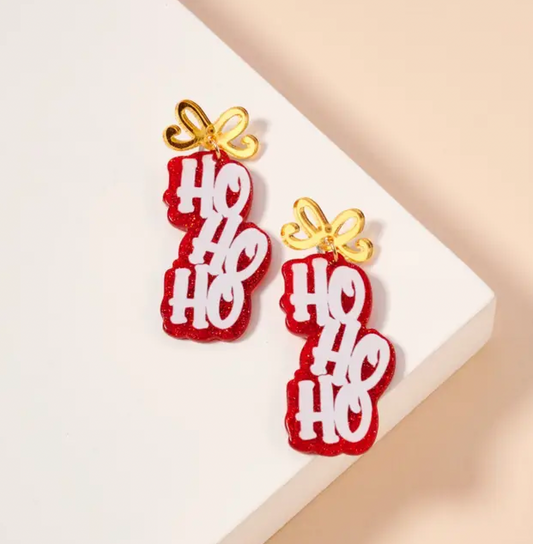 Ho Ho Ho Dangle Acetate Earrings