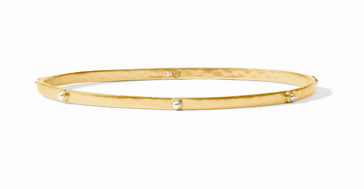 Crescent Stone Bangle-Pearl-M