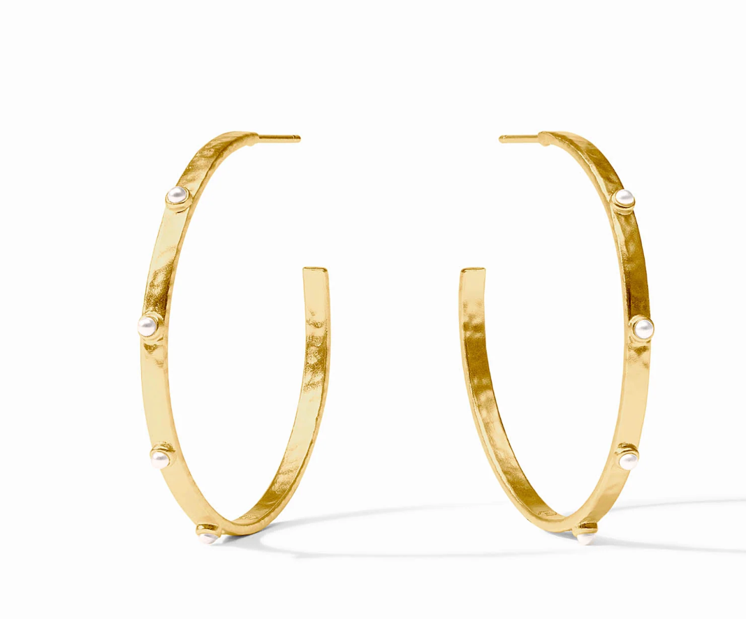 Crescent Stone Hoop-Cubic Zirconia-L