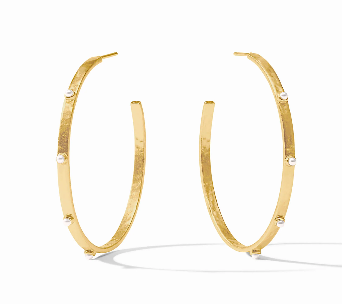 Crescent Stone Hoop-Cubic Zirconia-XL
