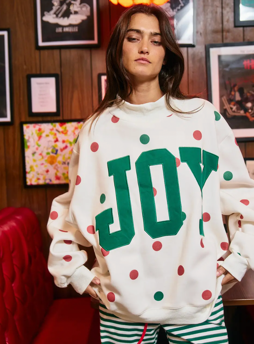 'joy' Applique Patch Polka-Dot Sweatshirt