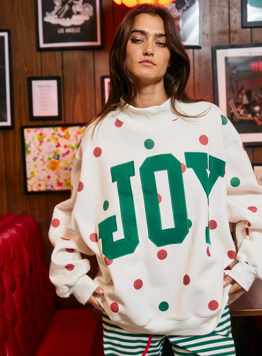 'joy' Applique Patch Polka-Dot Sweatshirt