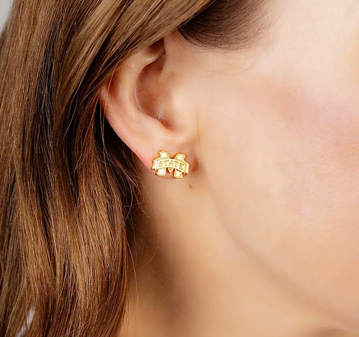 Mississippi State Bulldogs 24K Gold Plated Stud Earrings