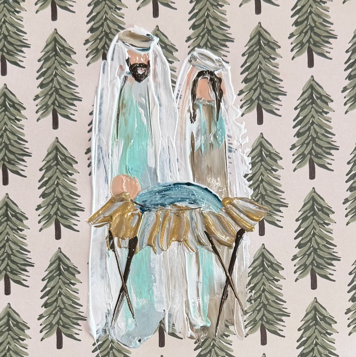 Christmas Tree Nativity Framed Art 18x18