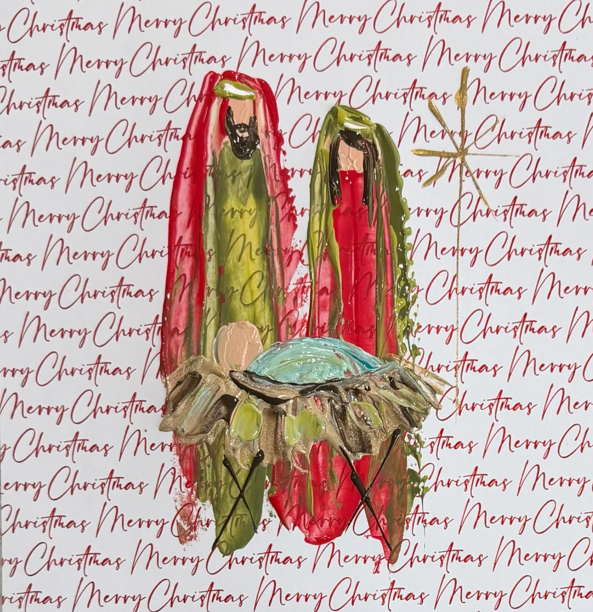 Merry Christmas Nativity Framed Art 18x18