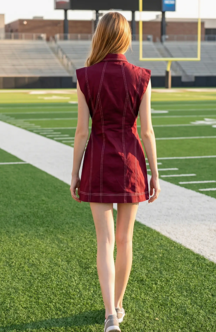 Contrast Stitch Utility Mini Dress