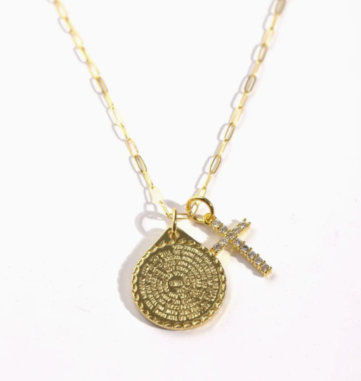 Lord's Prayer Medallion Chain with Cross