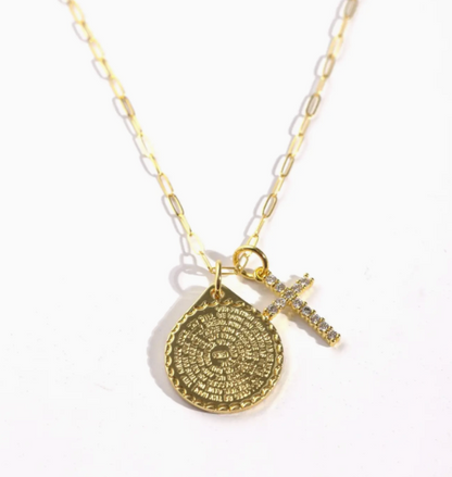 Lord's Prayer Medallion Chain with Cross
