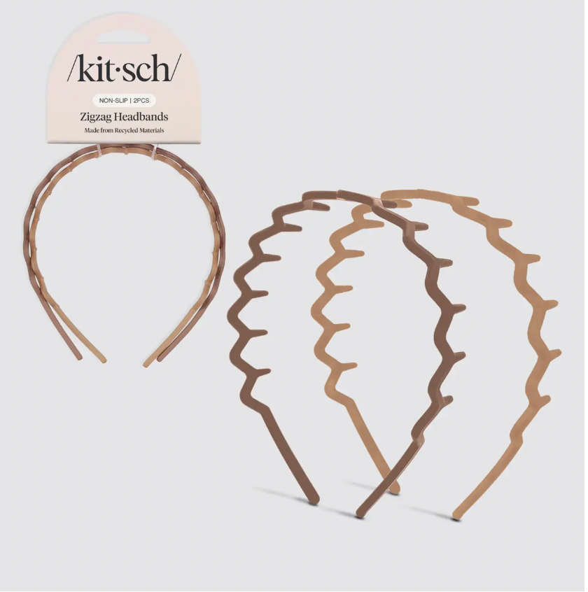 Recycled Plastic Zig Zag Headband 2pc - Neutral