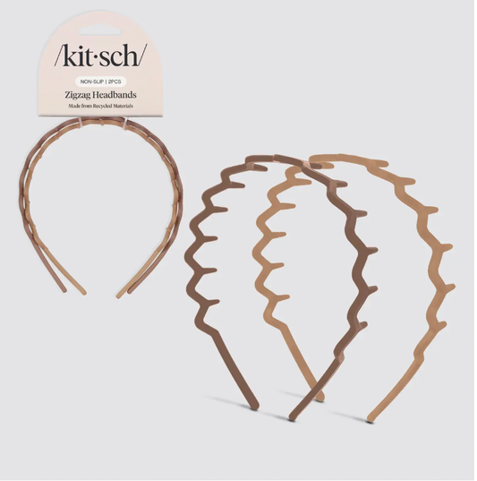 Recycled Plastic Zig Zag Headband 2pc - Neutral