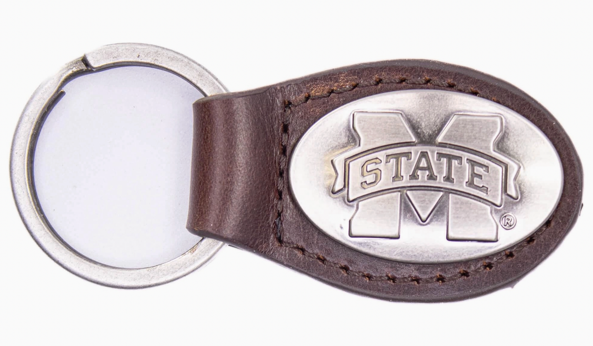 Mississippi State Bulldogs Oval Camo Leather Key Fob.