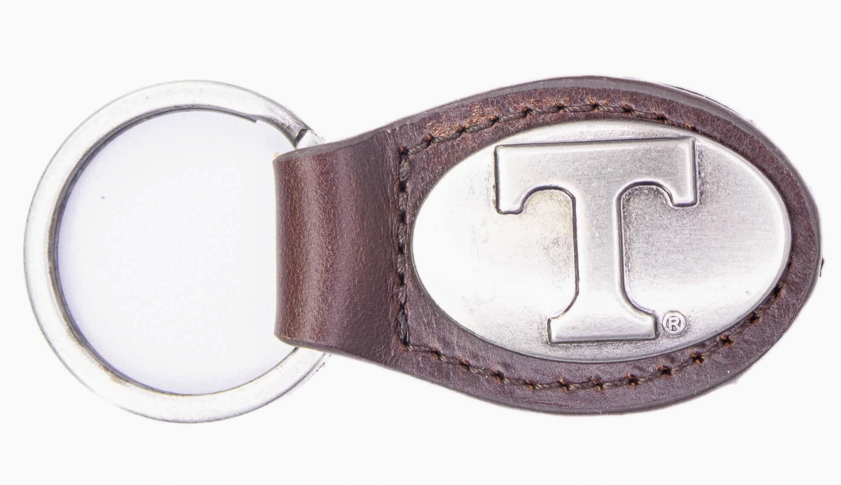 Tennessee Vols Oval Leather Key Fob.