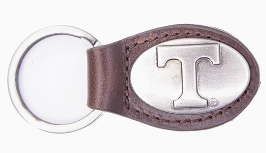 Tennessee Vols Oval Leather Key Fob.