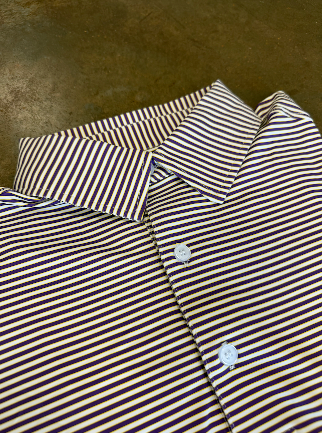 Micro Stripe Polo-Purple, Gold, White