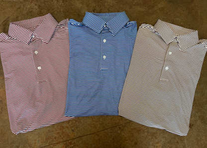 Micro Stripe Polo-Purple, Gold, White