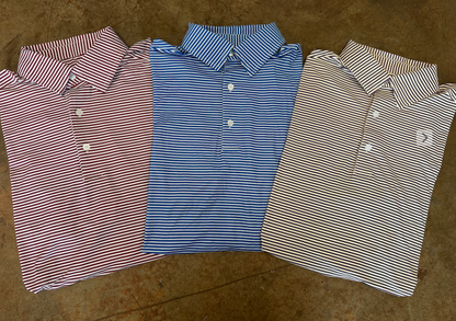 Micro Stripe Polo-Blue, Black, White