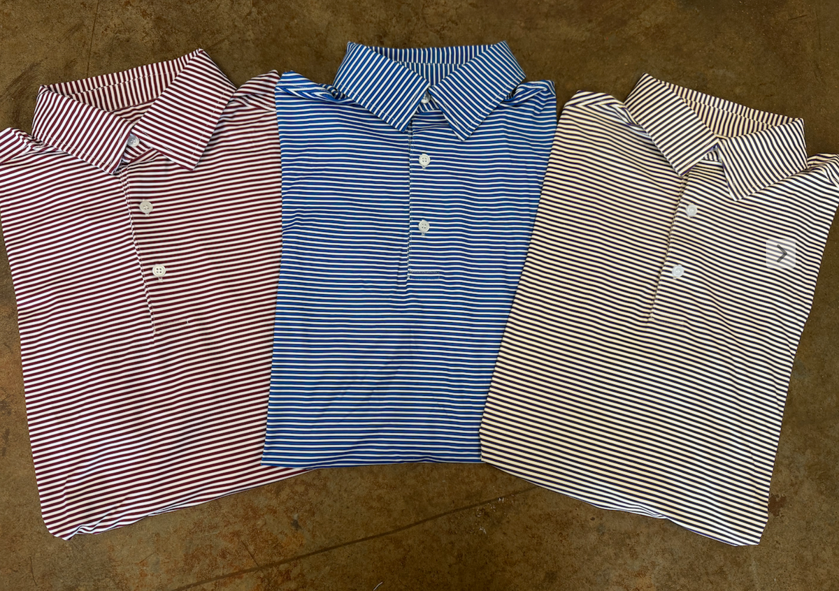 Micro Stripe Polo-Maroon, Grey, White