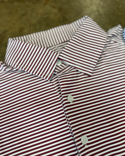 Micro Stripe Polo-Maroon, Grey, White
