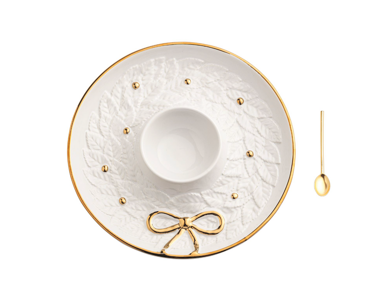 Gold Wreath Chip & Dip Set