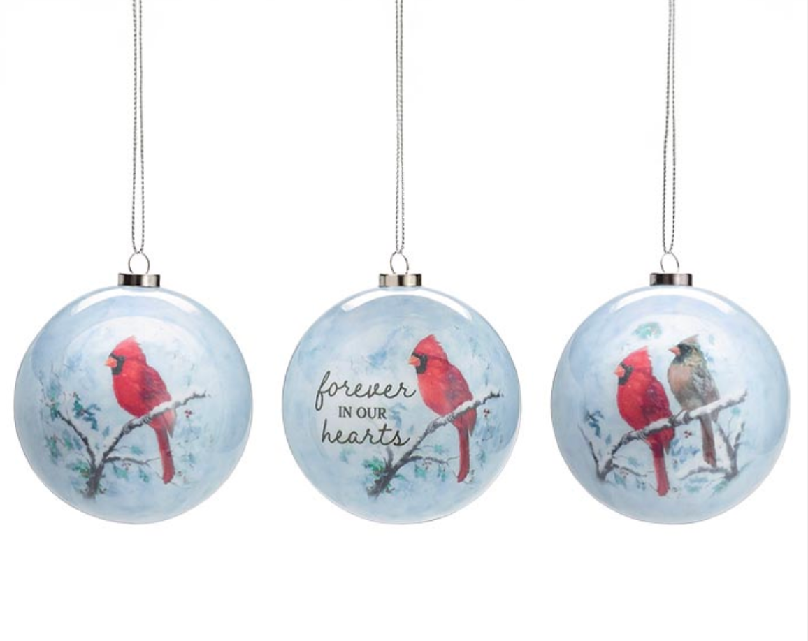 3" YULETIDE CARDINALS ASSORTED ORNAMENTS
