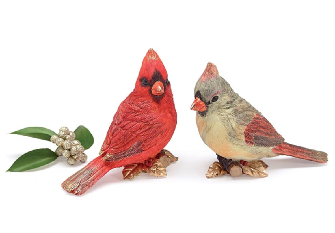 CARDINAL MALE/FEMALE FIGURINE