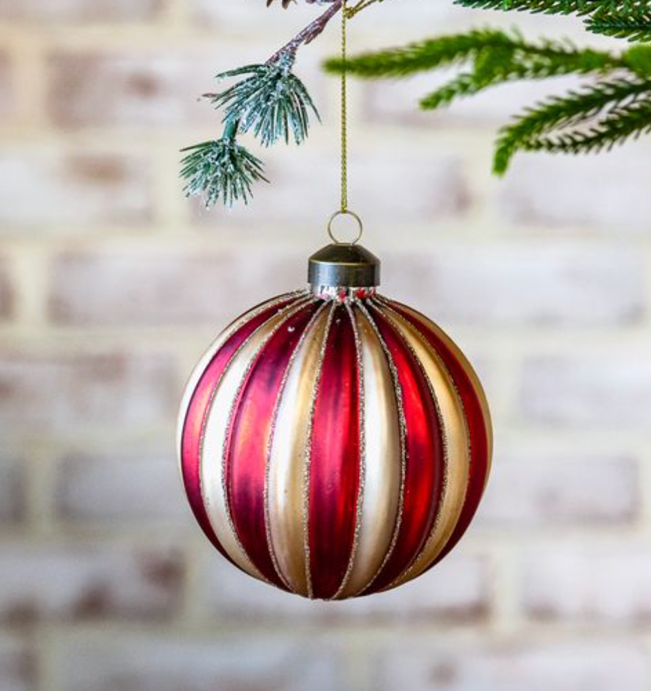 RED/GLD STRIPE ORNAMENT