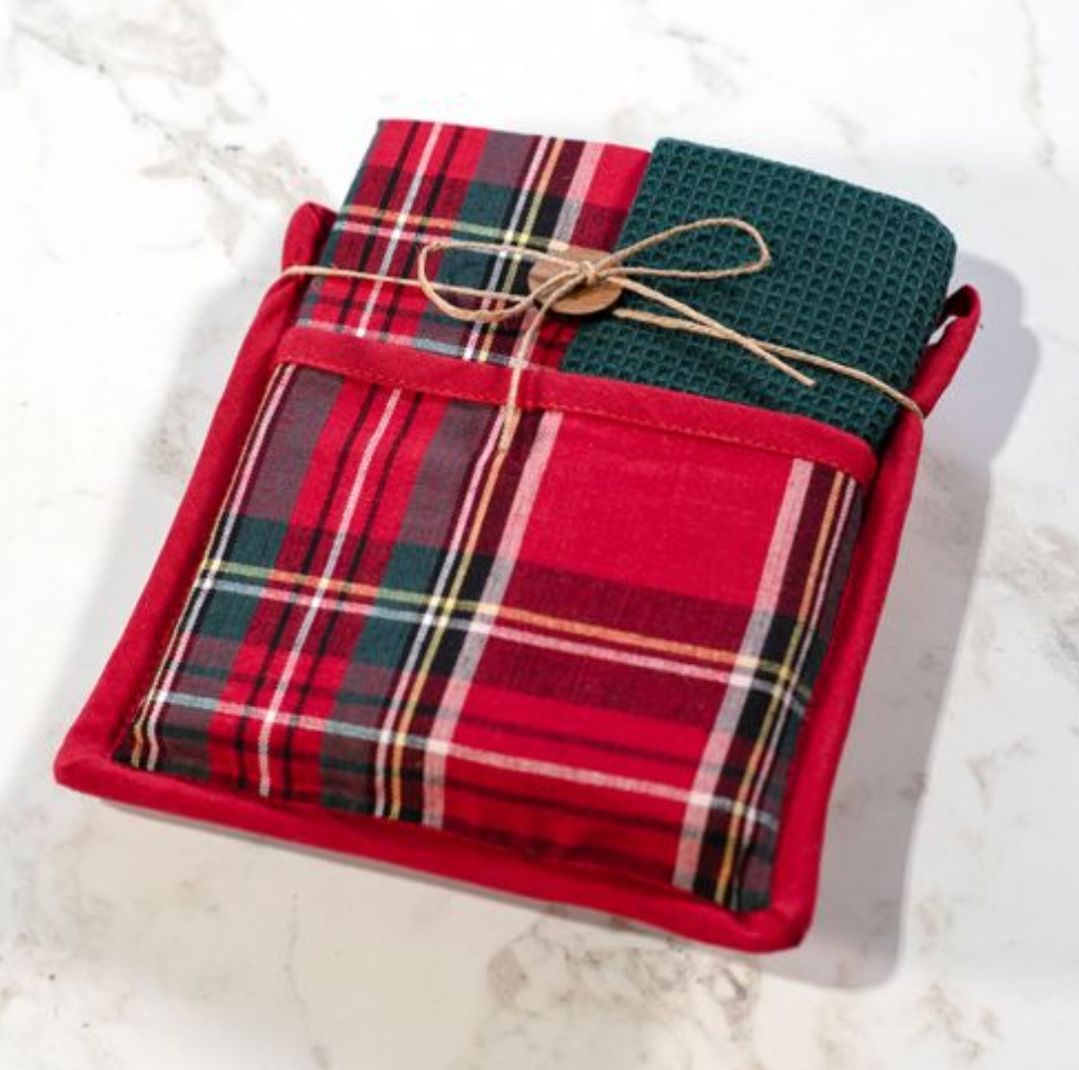 TARTAN PLAID POTHOLDER TOWEL SET