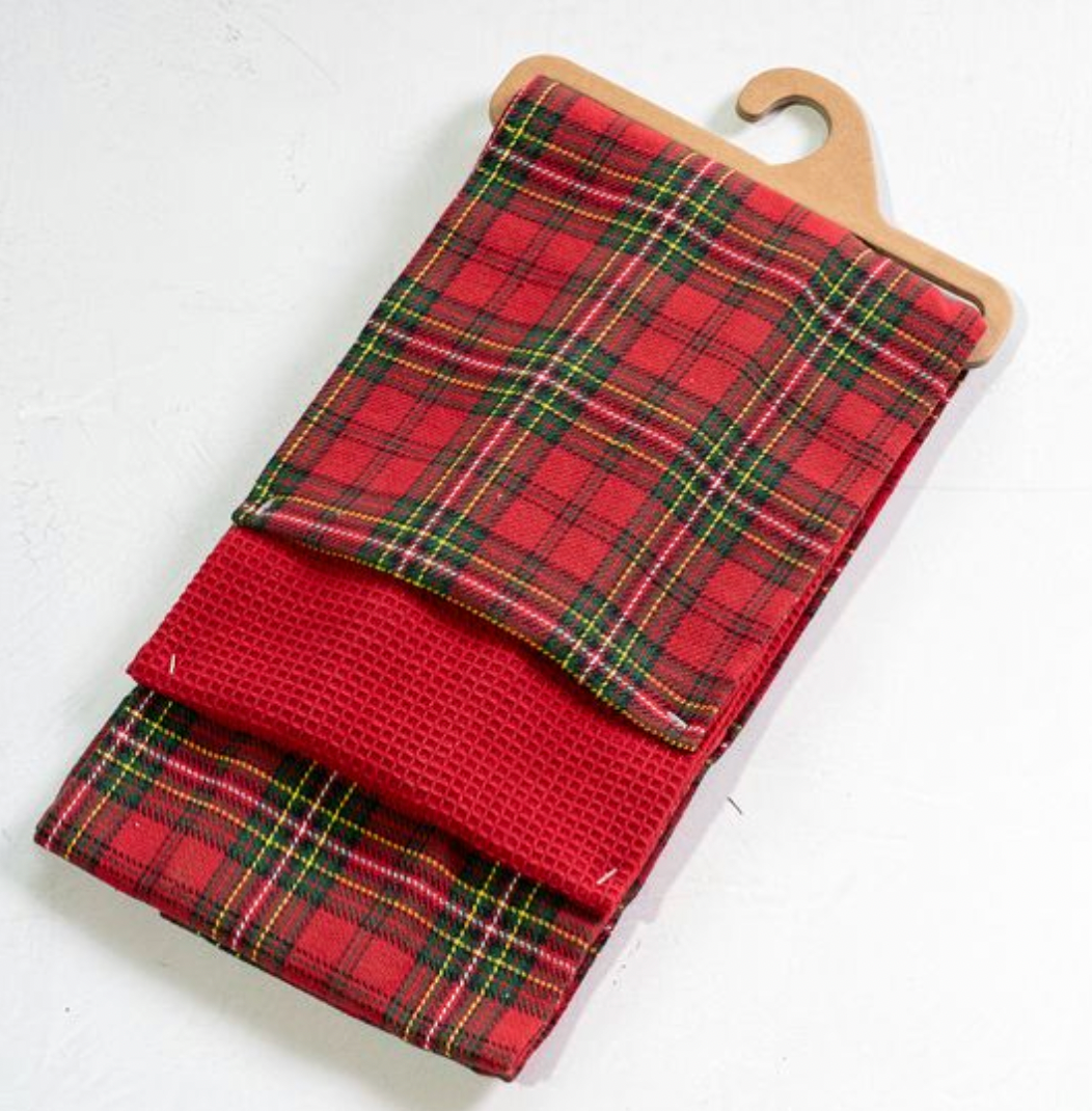 3 PC HOLIDAY PLAID TOWEL SET