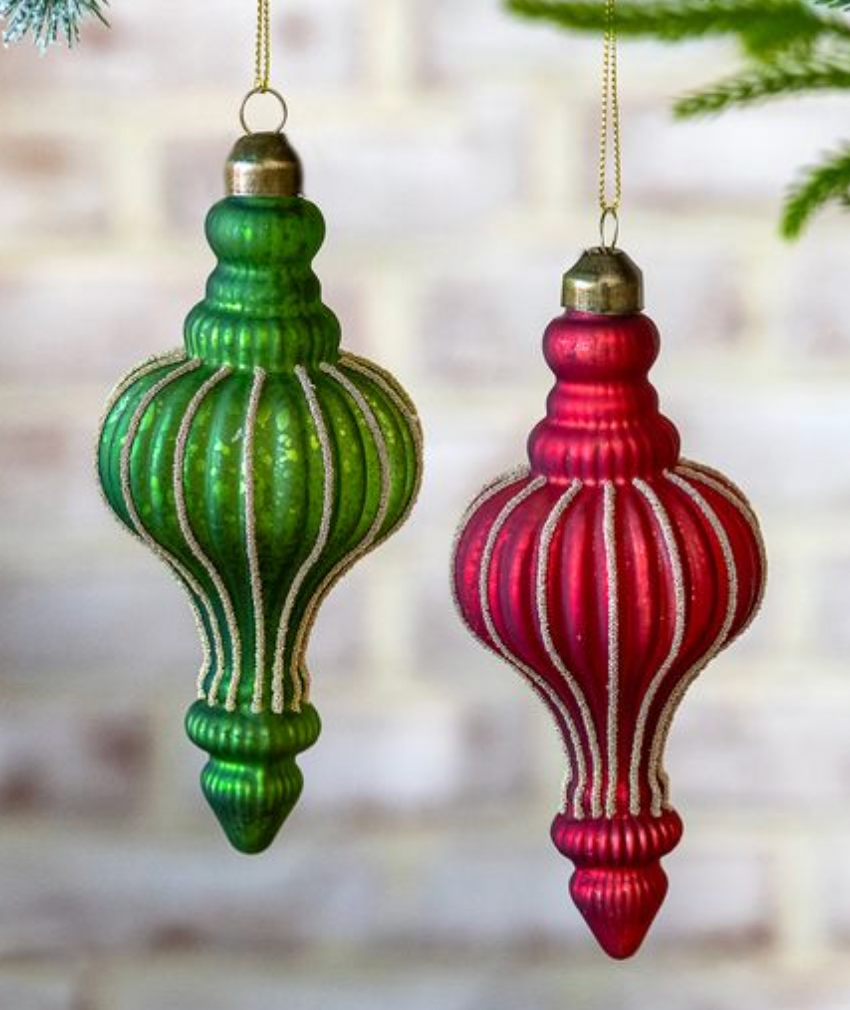 5.7" RED TWIST ORNAMENTS