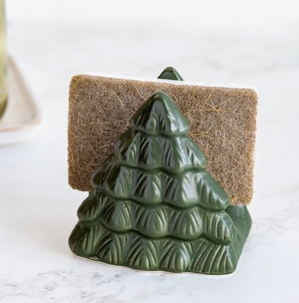 GREEN CHRISTMAS TREE SPONGE HOLDER