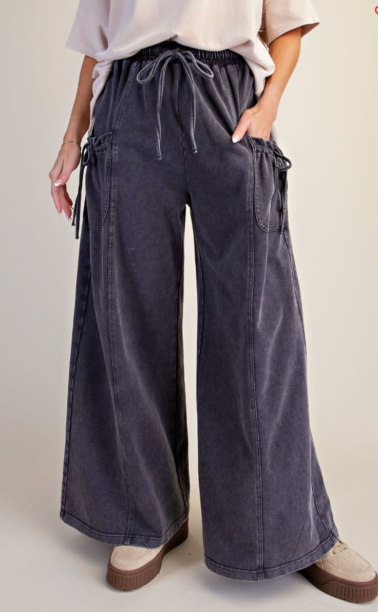 Washed Terry Knit Pants Ash