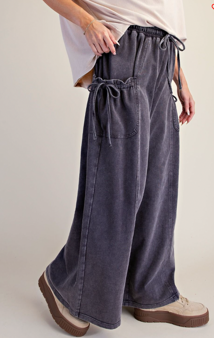 Washed Terry Knit Pants Ash