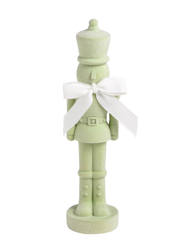Green Flocked Nutcracker Sitter