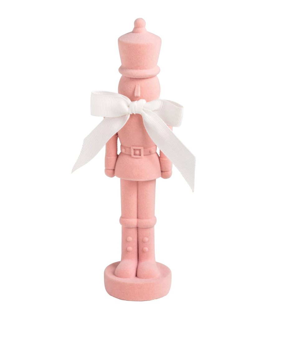 Pink Flocked Nutcracker Sitter