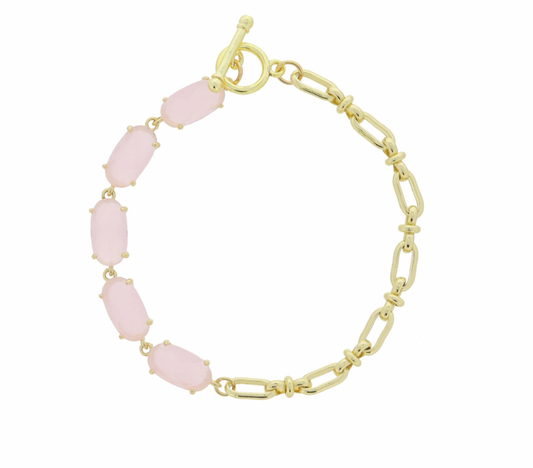 Kensington 18K Gold Plated Half Oval Crystal Bracelet