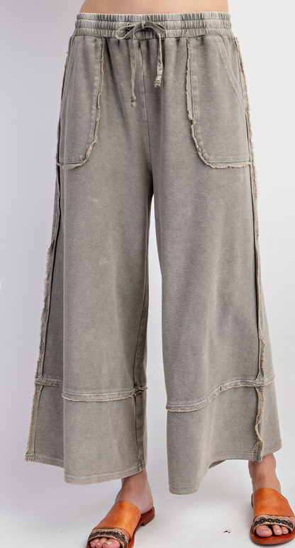 Mineral Wash Terry Knit Palazzo Pants