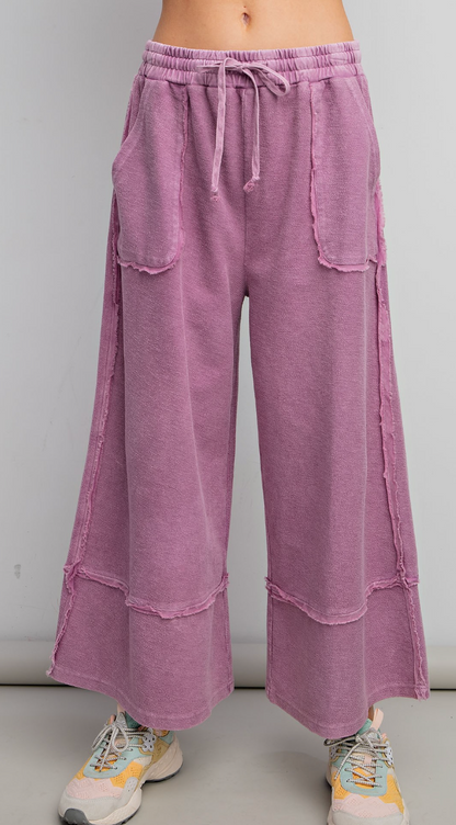 Mineral Wash Terry Knit Palazzo Pants