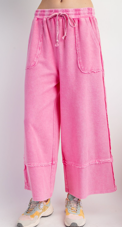 Mineral Wash Terry Knit Palazzo Pants