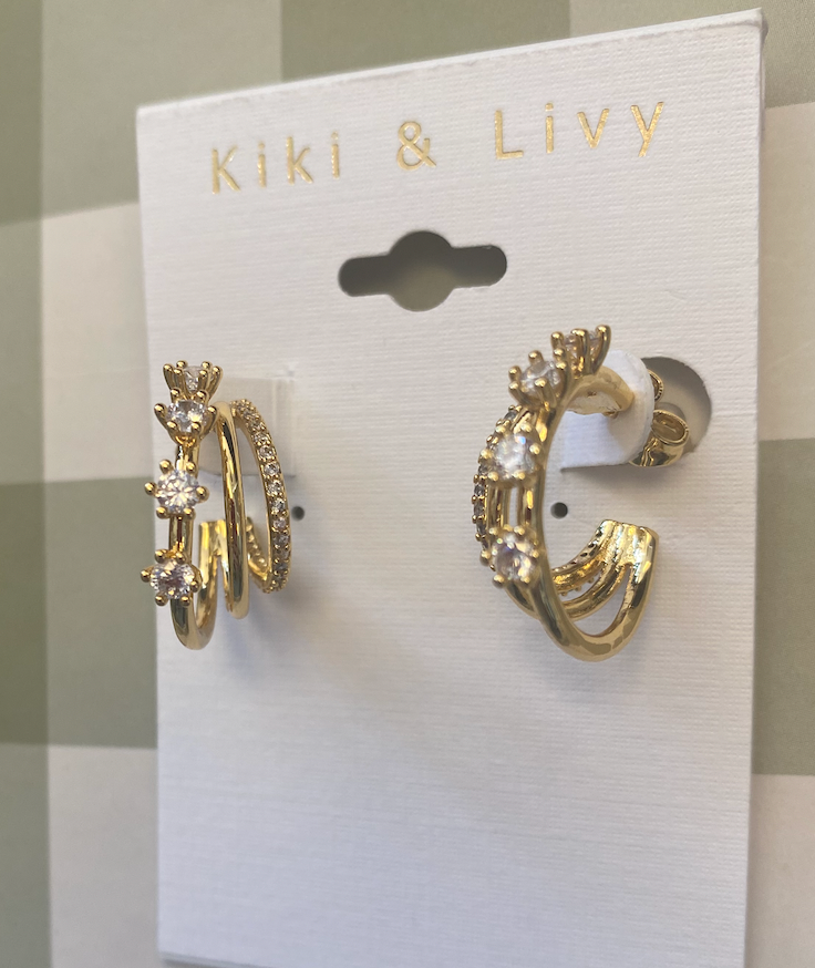 Triple Stone Hoops
