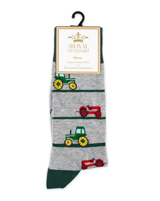 Men's Tractor Socks   Gray /Green /Red One Size