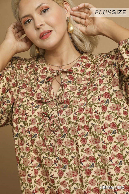 Floral Tie-Neck Babydoll Dress